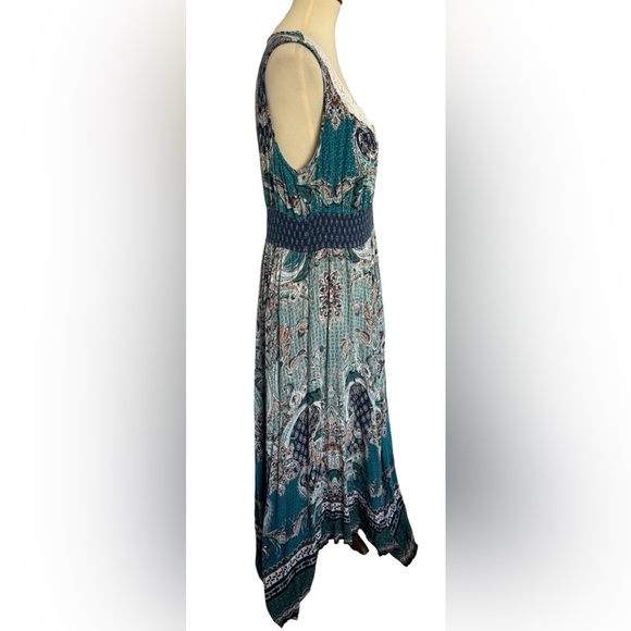 Bila Blue Paisley Fairycore Asymmetrical Cottage Sleeveless Summer Dress Size XL - Picture 3 of 9